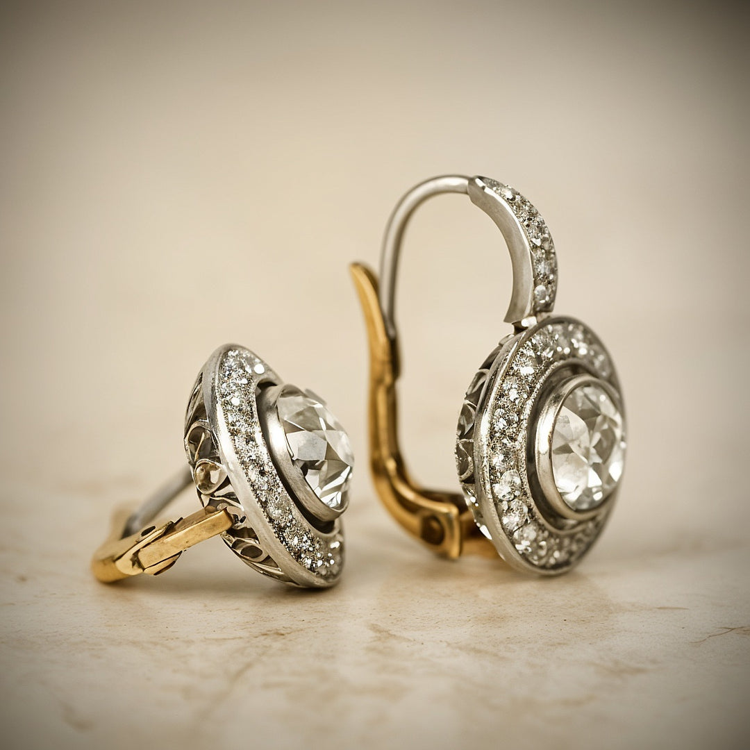 Vintage silver earrings with zirconia